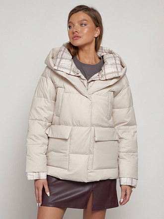 Куртка зимняя VISDEER 133105 женская с капюшоном, бежевый в Иркутске - купить в интернет магазине Икс Мастер