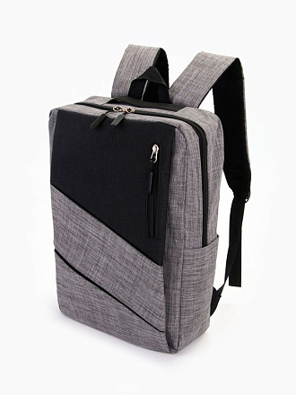 Рюкзак на молнии 4 кармана, USB, чёрн/сер в Иркутске - купить в интернет магазине Икс Мастер