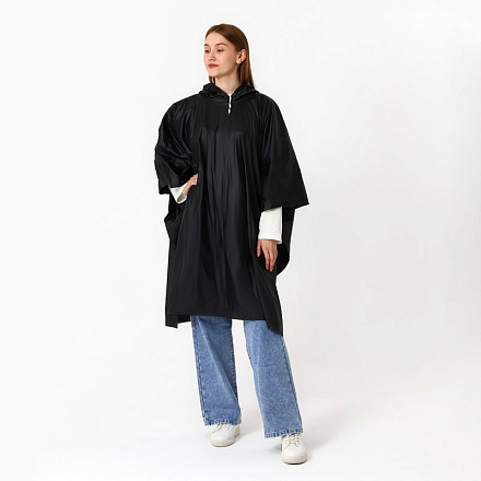 Дождевик-пончо FCKNG WTHR, на кнопках, оверсайз, чёрный в Иркутске - купить в интернет магазине Икс Мастер