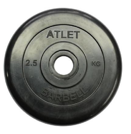 Диск обрезиненный MB-AtletB (черный) d51 мм, 2,5 кг в Иркутске - купить в интернет магазине Икс Мастер