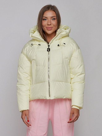 Куртка зимняя HOLDLUCK 512305 женская с капюшоном, светло-желтый в Иркутске - купить в интернет магазине Икс Мастер