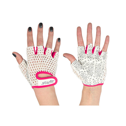 Перчатки для фитнеса STARFIT SU-110, белый/розовый  в Иркутске - купить в интернет магазине Икс Мастер