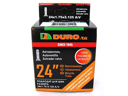 Велокамера 24" DURO 24х1,75/2,125 А/V в Иркутске - купить в интернет магазине Икс Мастер