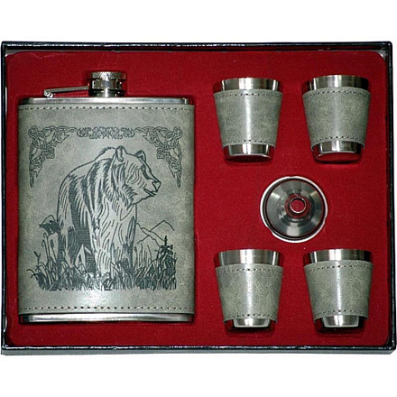 Набор Helios Медведь HS-А08-N (фляжка 240 мл + 4 стопки + воронка) в Иркутске - купить в интернет магазине Икс Мастер