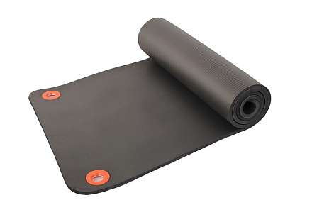 Коврик для фитнеса и йоги Larsen NBR 183x61x1,5 см с люверсами, черный в Иркутске - купить в интернет магазине Икс Мастер