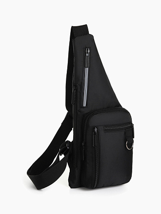 Сумка-слинг мужская на молнии, 4 наружных кармана, чёрная в Иркутске - купить в интернет магазине Икс Мастер