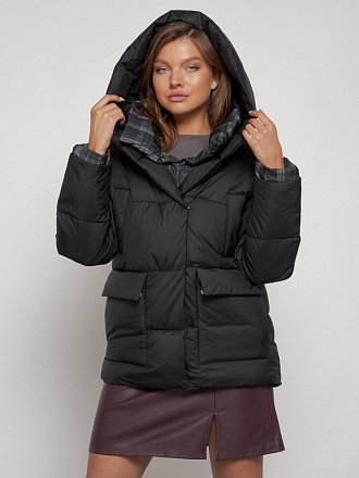 Куртка зимняя VISDEER 133105 женская с капюшоном, черный в Иркутске - купить в интернет магазине Икс Мастер