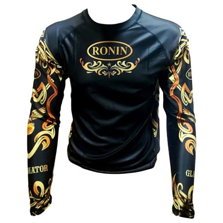 Рашгард RONIN F2R8 с дл. рукавом, черно-золотыстый рисунок в Иркутске - купить в интернет магазине Икс Мастер