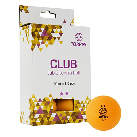 Мяч для наст. тенниса TORRES Club 2* TT21013, диам. 40 мм, упак. 6 шт, оранжевый - купить в интернет магазине Икс Мастер 