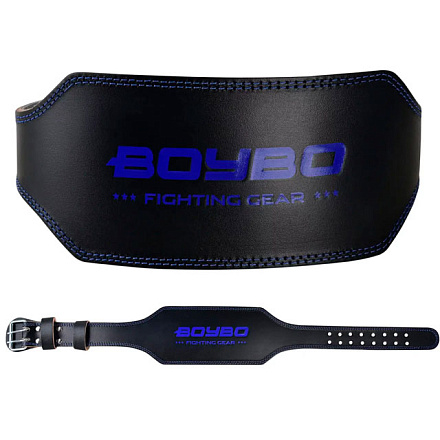 Пояс тяжелоатлетический BoyBo Legend BBW700, кожа, черный/синий в Иркутске - купить в интернет магазине Икс Мастер
