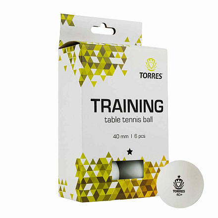 Мяч для наст. тенниса TORRES Training 1*, диам. 40+ мм, упак. 6 шт, белый - купить в интернет магазине Икс Мастер 