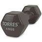 Гантель виниловая TORRES PL522206 4 кг, темно-серый в Иркутске - купить в интернет магазине Икс Мастер
